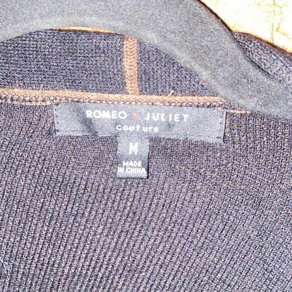 Romeo & Juliet Couture Brown Black Draped Open  Cardigan Sweater Size Medium - Picture 3 of 5